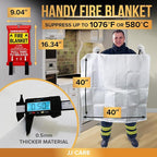 JJ CARE Fire Blanket – 10 Packs with Hooks – Emergency Fire Blanket for Home & Kitchen, High Heat Resistant Fire Suppression Blankets for Home Safety, Kitchen, and Camping