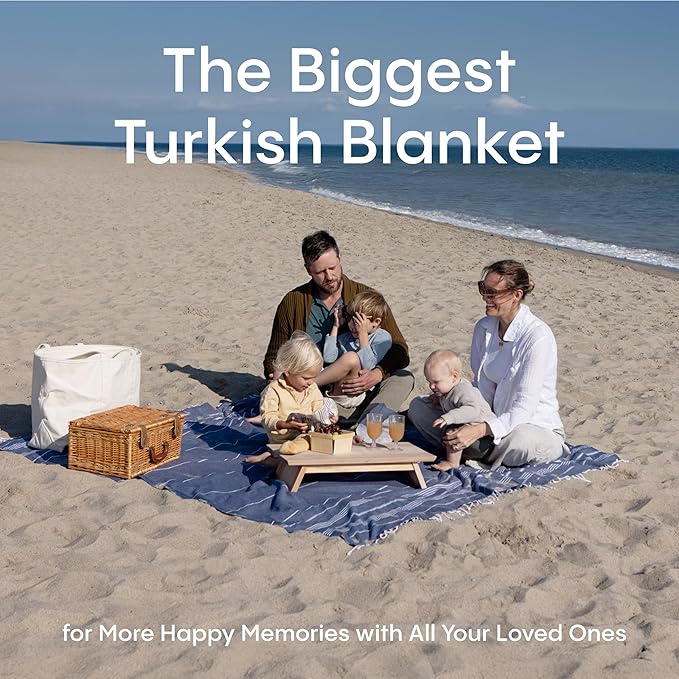 WETCAT Turkish Beach Blanket Sandproof (82"x82") 100% Turkish Cotton, Made in Turkey - Sand Free, Ultra Soft, Extra Large Throw for Picnic – Aqua