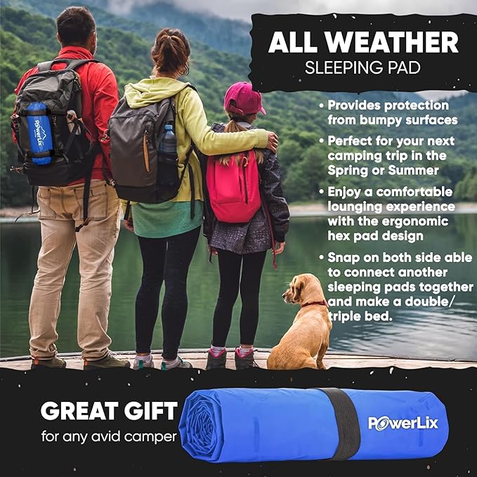 POWERLIX Camping Sleeping Pad - Ultralight Inflatable Camping Mattress Sleeping Mat for Backpacking, Hiking, Compact Lightweight Sleeping Pad for Camping, Inflation Bag/Repair Kit Included