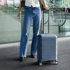 Traveler's Choice Pagosa Hardshell Expandable Luggage with Spinner Wheels, Slate Blue, 22-Inch Carry-on