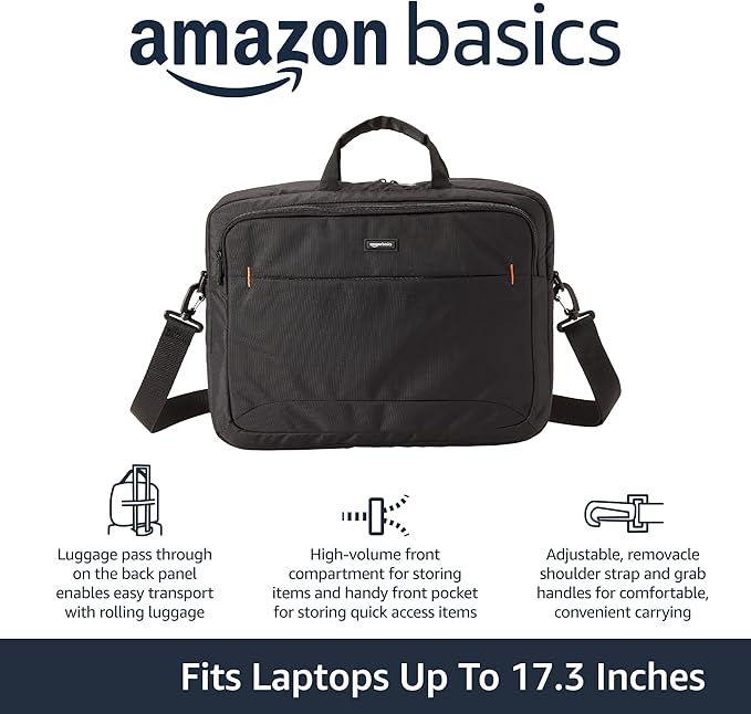 Amazon Basics Laptop Carrying Case Shoulder Strap, 10-pack, 17.3 inch, Black