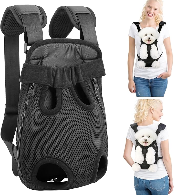 Mosago Dog Backpack Carrier with Thick Padded Bottom Support, Legs-Out Puppy Chest Carrier for Small Dogs 2.5–4 lbs, Adjustable Pet Front Carrier for Walking, Hiking, Camping, and Traveling