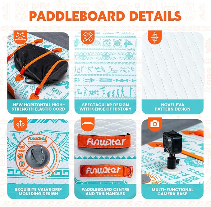 FunWater Inflatable Stand Up Paddle Board with Premium SUP Paddleboard Accessories, Anti-Slip EVA Deck, 11'/10'6'' Paddle Boards for Adults & Youth of All Skill Levels