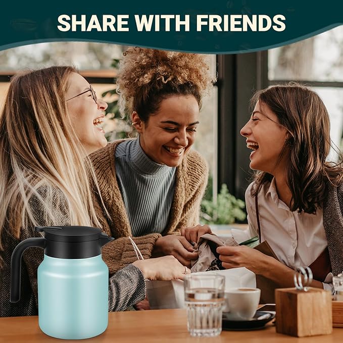 34Oz Thermal Coffee Carafes For Keeping Hot/Cold, Stainless Steel Coffee Carafe, Dustproof Insulated Water Carafe for Party/Home,Blue