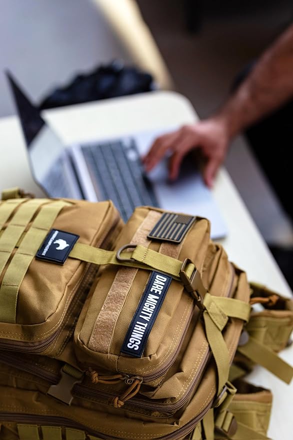 AMERICANPHOENIX 45L Elite Tactical Backpack | 3X Stronger Work & Military Backpack | Water Resistant and Heavy Duty | 3 Day MOLLE Bug Out Bag (Dune Brown)