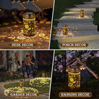 Sunflower Gifts for Women,Bee Solar Lanterns Outdoor Waterproof, Metal Hanging Lights Decorations for Garden Yard Lawn Patio, Unique Gifts for Women Mom Grandma Mother Christmas