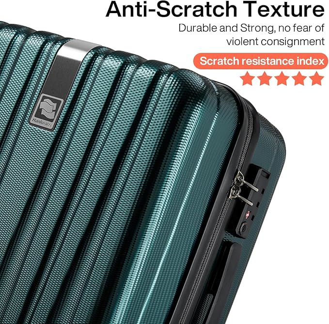 Hanke 20 Inch Carry On Luggage 22x14x9 Airline Approved Lightweight PC Hard Shell Suitcases with Wheels Travel Luggage Rolling Suitcase Travel Luggage Bag for Weekender(Blackish Green)