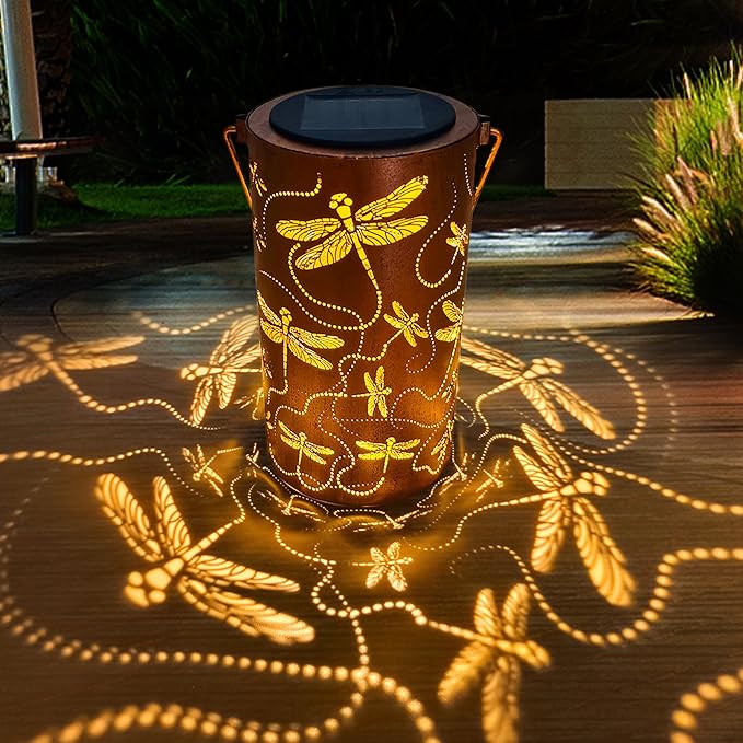 Dragonfly Solar Lanterns Outdoor Waterproof, Birthday Gifts for Women Mom Grandma, Hanging Solar Lights for Yard, Patio, Porch, Garden Decor, Christmas Gifts for Her/Him