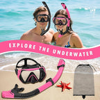 Snorkeling Gear for Adults, Adult Snorkel Mask Set Scuba Diving Dry-Top, Swimming Goggles w/Nose Cover, HD Tempered Glass Panoramic Anti-Leak Anti-Fog, Travel Snorkeling Packages Storage Bag, 2 Pack