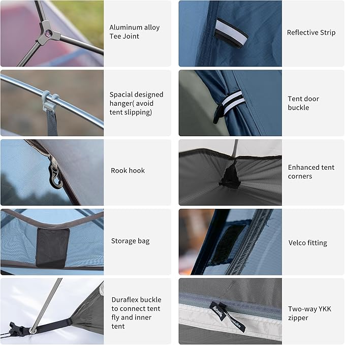 Naturehike Cloud-Up 2 Person Tent Lightweight Backpacking Tent with Footprint - Free Standing Ultralight Camping Hiking Backpack Tents Two Person Tent