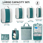8 Set Compression Packing Cubes for Travel Essentials,Compressible Expandable Packing Cubes for Suitcase,OlarHike Luggage Organizer Bags for Travel,Handy Helper for Organizing Clothes(Dark Blue Green)