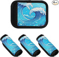 4 PC Luggage Handle Wrap Luggage Handle Covers Tags for Suitcase Bags Travel Luggage Handle Identifier Gripper Sea Waves Seaweed Blue