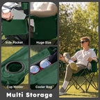 Colegence Heavy Duty Camping Chair for Adults Set of 2, Oversized Heavy People Foldable Padding Outside Camp Chairs, with Cooler Bag Cup Holder, Side Pocket for Lawn,Sport,Outdoor,Dark Green
