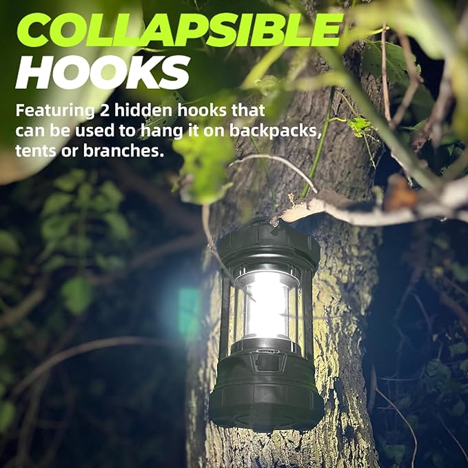 Camping Lantern 3000LM, LED Lanterns for Power Outages with 4400mAh Phone Charger, Impact-Resistant Rechargeable Lantern, 5 Light Modes Waterproof Lantern for Hurricane Emergency(Black)