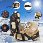 Non-Slip Ice Cleats Snow Grips, Strong Traction Crampons 11 Steel Studs, for Shoes and Boots, Snow Ice Walking