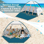 COMMOUDS Beach Tent Sun Shade for 3/4-5/6-7/8-10 Person, UPF 50+ Beach Sun Shelter Canopy Tent, Lightweight, Easy Set Up and Carry