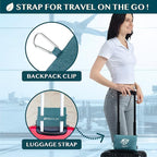 PAVILIA Travel Blanket Airplane Compact with Bag, Small Travel Pillow Blanket Long Flights, Lightweight Plane Blanket with Luggage Strap, Camping Blanket for Traveler Essentials, Teal Blue, 65x40