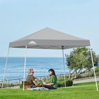 EAGLE PEAK 10x10 Slant Leg Pop-up Canopy Tent Easy One Person Setup Instant Outdoor Beach Canopy Folding Portable Sports Shelter 10x10 Base 8x8 Top (Light Gray)