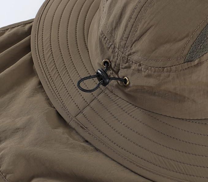 Home Prefer UPF 50+ Mens Wide Brim Fishing Hat with Neck Flap Sun Hat for Men Women Sun Protection Cap