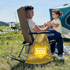 TIMBER RIDGE Foldable Padded Rocking Chair for Outdoor, High Back and Heavy Duty, Portable for Camping, Patio, Lawn, Garden, Yard or Balcony, Supports 300lbs (Brown)