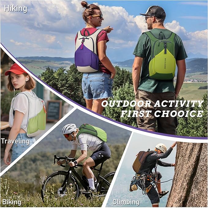 BECOJADDE 15L Small Hiking Backpack for Men Women Foldable Packable Back Pack Ultralight Hiking Daypack for Travel Camping Outdoor, Olive Green