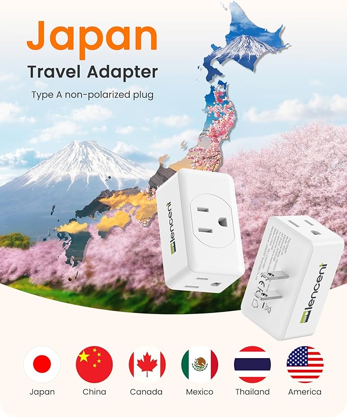 LENCENT 2 Prong to 3 Prong Outlet Adapter,Wall Plug Extender,Multiple Outlet Wall Plug with 3 AC Outlets,Non-Grounded Outlets Expander for Japan Travel Kitchen Office Bathroom Older House,2 Pack