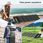 60watt Portable Solar Panels, Ip65 Waterproof Foldable Solar Panel Dual USB Ports QC3.0 DC 60W, Solar Charger for Small Power Station Camping Hiking Outdoor Activities