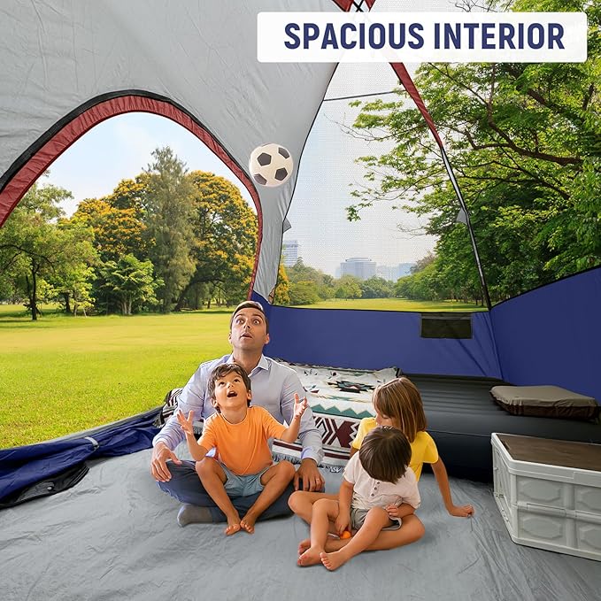 CAMPROS CP Tents for Camping 6 Person Tent Waterproof Windproof Double Layer Family Camping Tent, Easy Setup Dome Tent with Large Mesh Windows & Wider Door for Outdoor Camping & Hiking