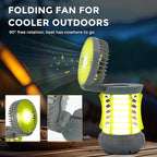 GREEN MORE Portable Camping Lantern with Cooling Fan - 18650 Battery Required (NOT Included), 6 Light Modes Camping Light Lightweight, for Power Outages Fishing Hurricane Emergency, Green