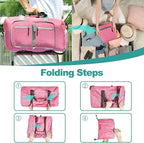 Dimayar 65L Travel Duffle Bag for Men Women - Foldable Duffel Bag with Shoes Compartment - Overnight Bags Waterproof & Tear Resistant(Pink)
