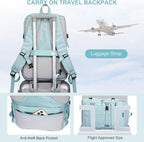 PIJUSHI Travel Backpack for Women Flight Aprroved Carry on Bag Large Casual Luggage Backpack Fit 16 inch Laptop(PE050 Teal Blue)