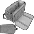 PAVILIA Toiletry Bag for Men, Travel Essentials Shaving Dopp Kit, Mens Travel Bag Toiletries Organizer Case for Grooming, PU Leather Water Resistant Cosmetic Bag Pouch (XL, Heather Grey)