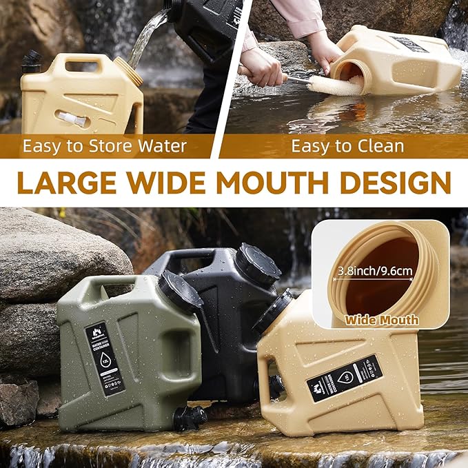 Camping Water Jug - 3.2 Gallan Water Container with Spigot | Portable Water Tank for Outdoor Hiking Picnic Supplies - Sand