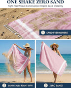 LANE LINEN Beach Towel 2 Pack - Beach Towels Oversized, Pre-Washed Large Beach Towels, Sandless Beach Towel, Quick Dry Travel Towel, Large Pool Towels, 39"x71" - Cashmere Rose