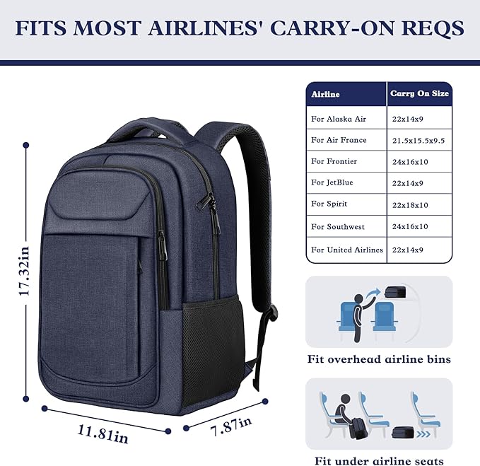 Travel Laptop Backpack, Travel Backpack, Lightweight Business Anti Theft Slim Sturdy Laptops Bag, Water Resistant College School Computer Bag Gift for Men & Women Fits 15.6 Inch Notebook, Blue