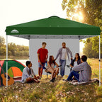 EAGLE PEAK Pop Up Canopy Tent with 1 Sidewall, Easy Setup Event Tent, Outdoor Sun Shade, Wheeled Carry Bag, Stakes and Guy Ropes, Instant Canopy 12x12, Green