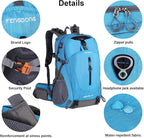 FENGDONG 40L Waterproof Lightweight Hiking,Camping,Travel Backpack for Men Women Blue