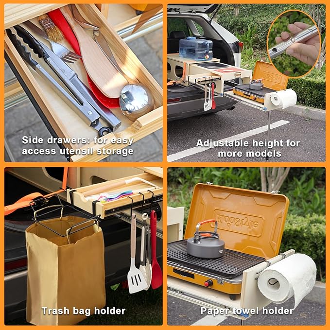 SHIWAGIN Overland Kitchen Slide-Out System, All-in-One Camp Kitchen Box with Sink, Chopping and Cooking Features, Folding Camping Table for SUV, Overlanding & Car Camping, Quick 1-Minute Setup