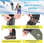 Gaiters for Hiking – Waterproof and Breathable Leg Gaiters for Women and Men Boots, Adjustable Lightweight Shoes Gaiters for Hunting, Hiking, Mountaineering, Snow Gaiters for Hiking Boots