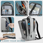 hk Laptop Backpack for Men with USB Charging Port Water-Resistant for 15.6 Inch Computer Bag Durable High-Tech Daypack Casual Backpack for Business Work College Weekender Travel- Grey