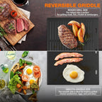 Onlyfire Universal Cast Iron Griddle, Reversible Cooking Griddle for Gas/Charcoal Grills, 17.9" x 13.8"