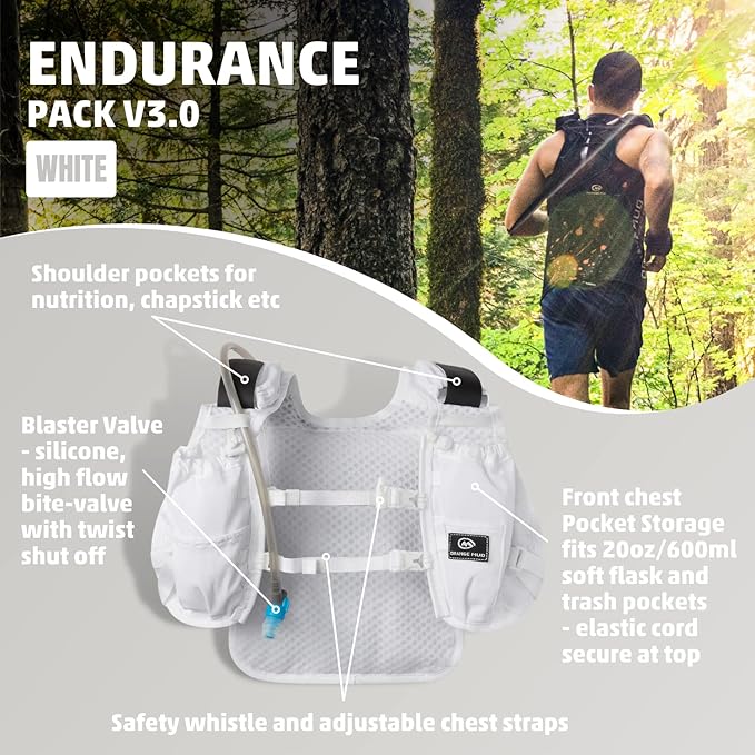 Orange Mud Endurance Pack V3.0 Running Vest – 2L Hydration Backpack for Trail Running, Hiking & Cycling – Lightweight, Breathable Mesh, Gear Pockets, Trekking Pole Loops