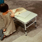 Small Folding Camping Table, 2ft Portable Picnic Table Aluminum 24" x 16" Folding Table, 3 Adjustable Heights Portable Lightweight Table Dining Table for RV, Picnic, Beach (White)