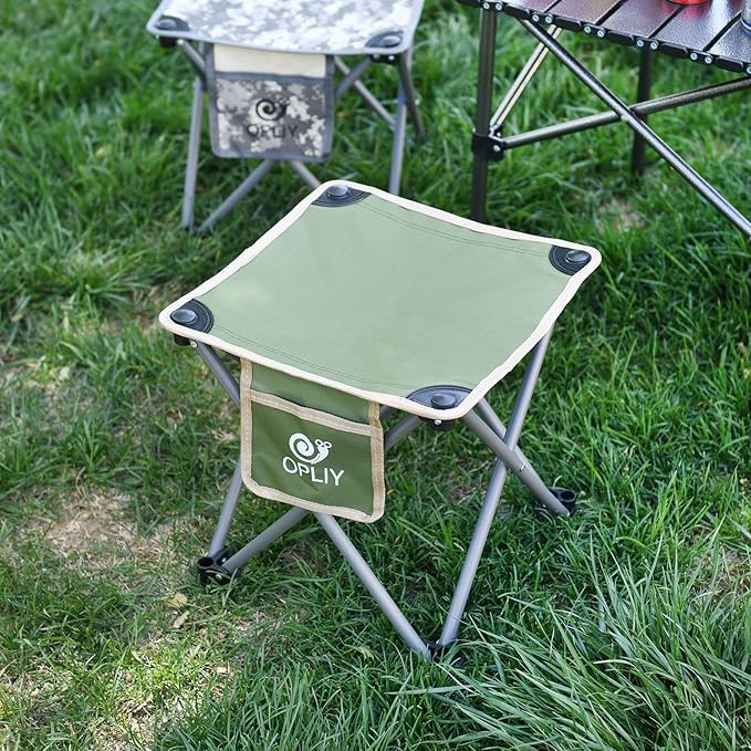 Opliy Camping Stool 2 Pack,Portable Folding Stool for Outdoor Gardening and Beach Hiking Fishing,Foot Stool with Carry Bag (Green)