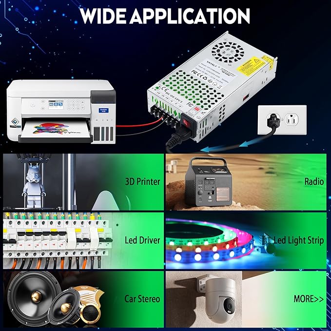 VAYALT 48V 12.5A 600W DC Switching Power Supply, Universal Regulated Switching AC 110V/220V to DC 48V Transformer, Power Supply for Industrial, CCTV, Computer Project, 3D Printer, LED Strip Light