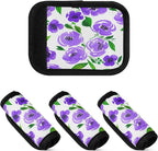 2 Pack Purple Flowers Luggage Handle Wrap, Detachable Luggage Tag, Neoprene Suitcase Wrap with Comfort Grip & Bright Identifier for Suitcase, Travel Bag, Sports Bag