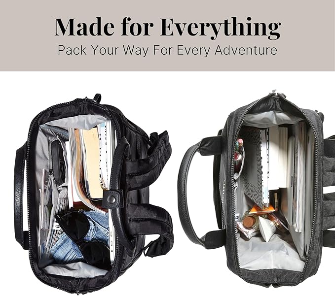 Baggallini Soho Backpack - Travel Laptop Backpack for Women - Lightweight Water-Resistant Luggage Bag, Smoke/Faux Python