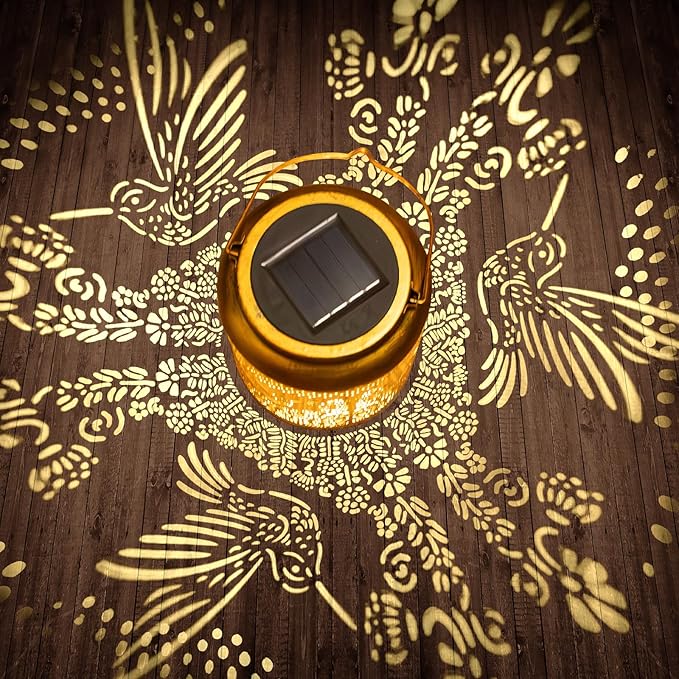 Hyrion Hummingbird Solar Lanterns Outdoor Waterproof Metal Hanging Lights, Garden Decor Mother Day Gift for Women Mom Grandma Solar Decorations for Yard, Patio, Backyard, Porch, Lawn
