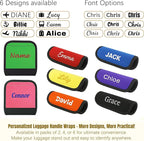 Personalized Luggage Handle Wrap with Embroidered Name Custom Soft Grip Handle Cover for Suitcase, Travel Bag Machine Washable Luggage Identifier for Airplane, Cruise, Road Trip (1 Piece)