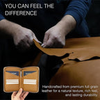 Full Grain Leather Passport Holder for 2 Passports - Dual Passport Holder and Travel Documents Organizer - RFID Travel Wallet for Couples - Camel